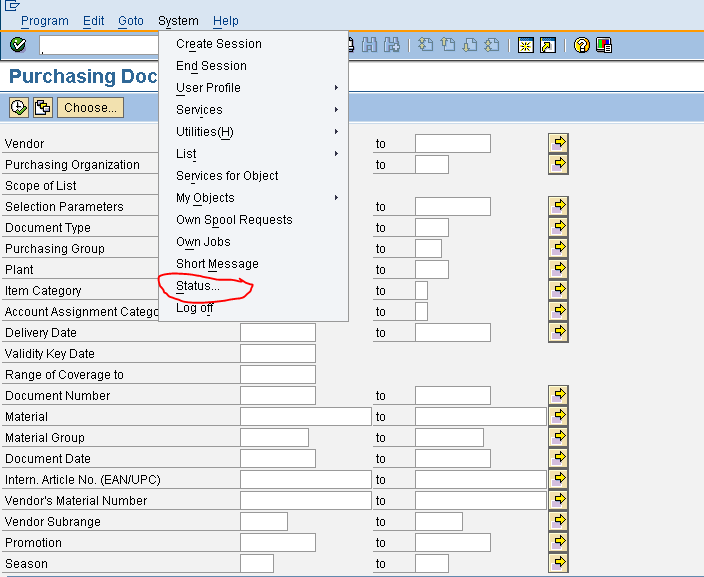 SAP TECH ME2L ( Vendor wise purchasing documents )