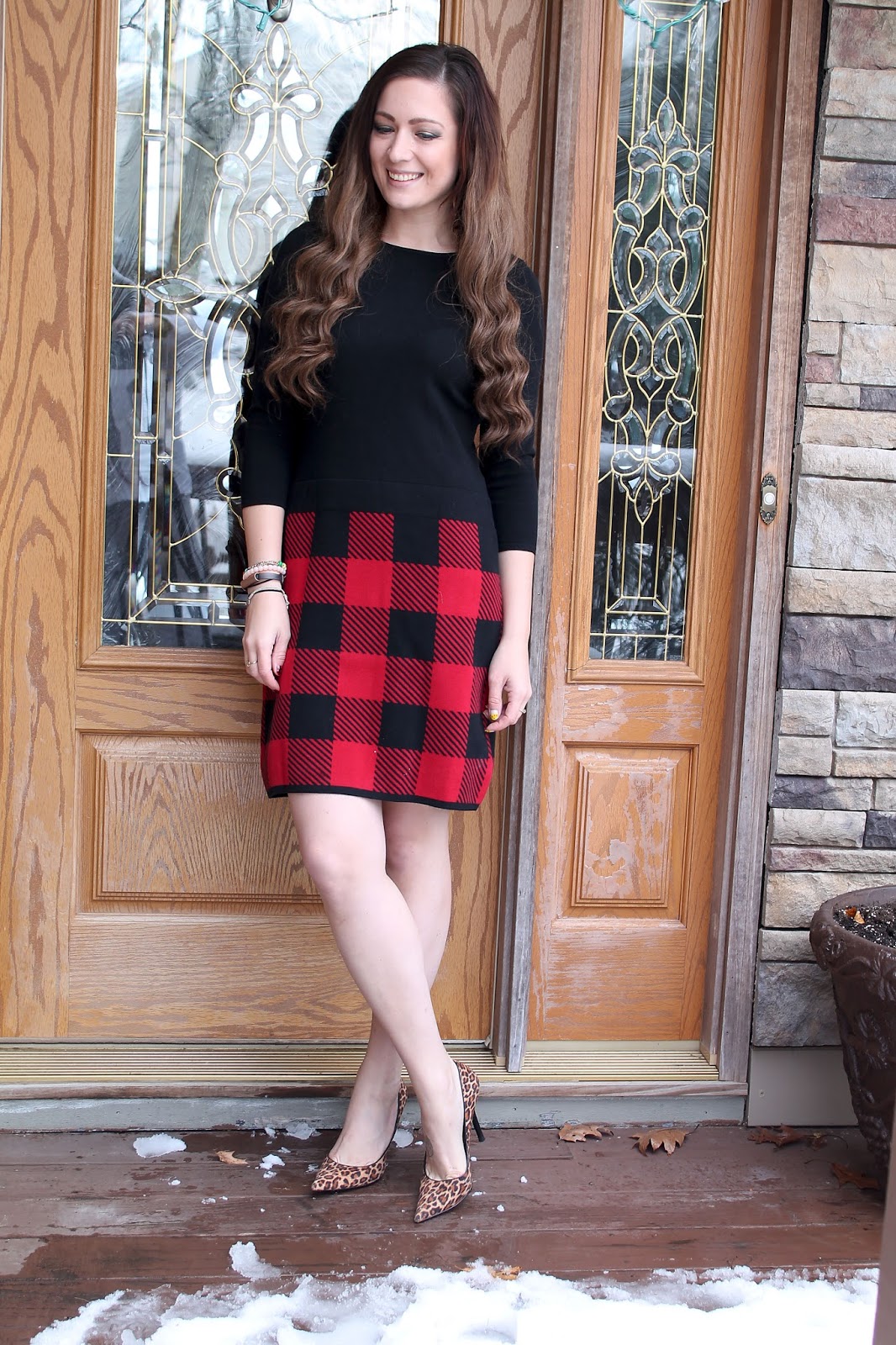 Red Buffalo Plaid Dress and a LINKUP Jersey Girl, Texan Heart