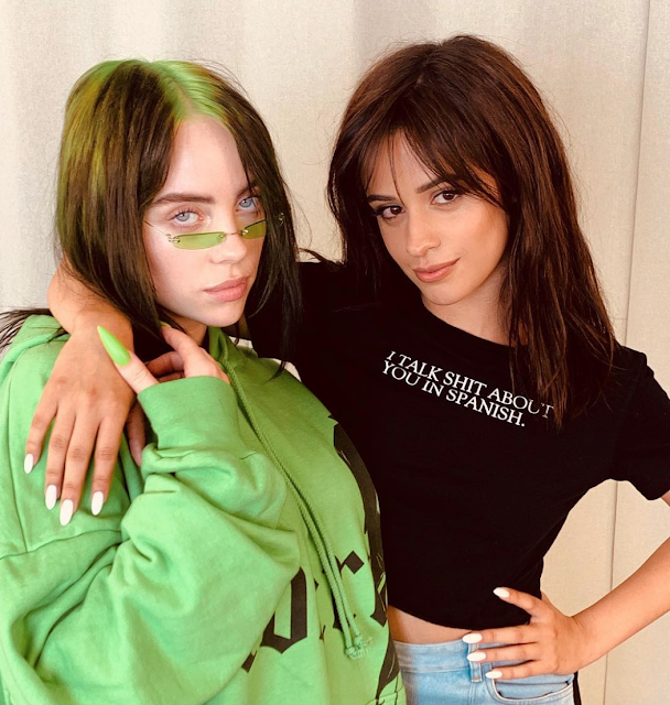 'I Talk Shit About You In Spanish' shirt worn by Camila Cabello hanging out with Billie Eilish. PYGear.com