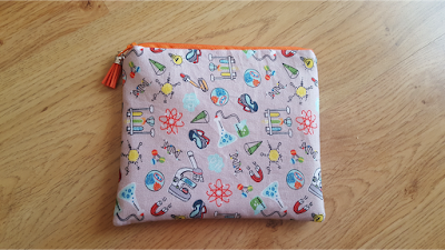 I made it Monday: science themed zipper purse