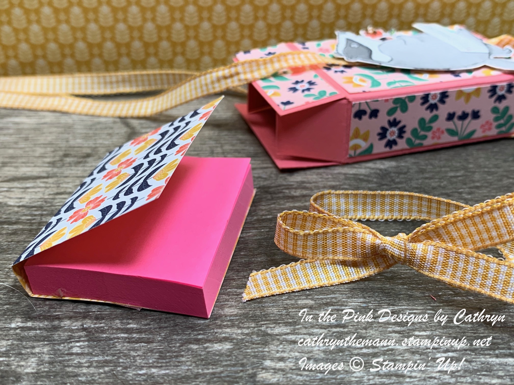 In the Pink, Designs by Cathryn BADGER BESTIES MINI POST IT NOTE BOX