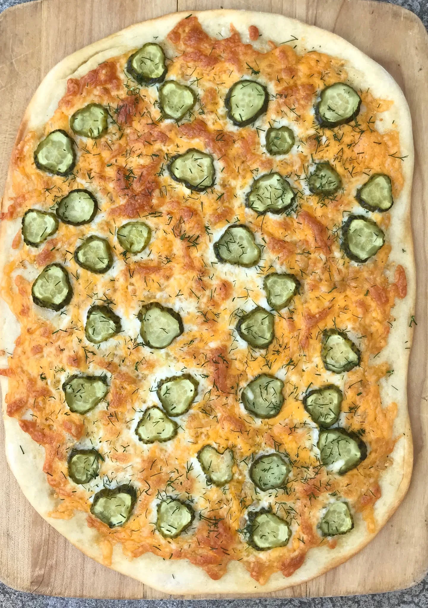 Savory Moments Garlic dill pickle pizza