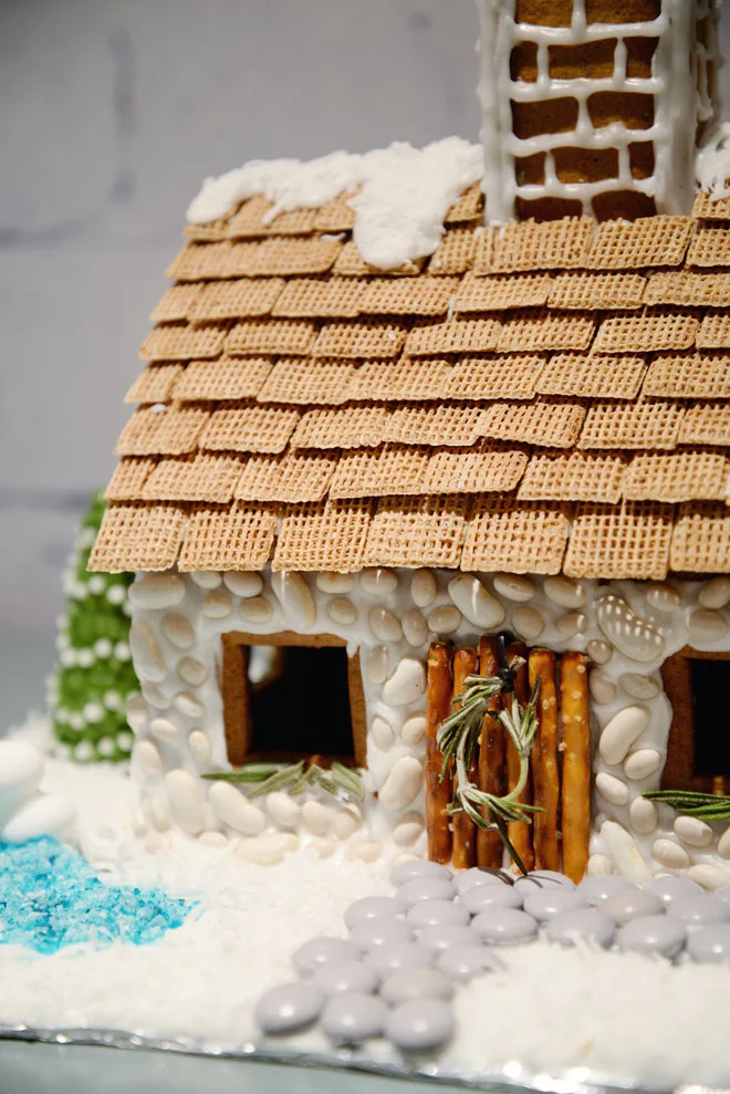 english cottage gingerbread house | shredded wheat roof | RamblingRenovators.ca