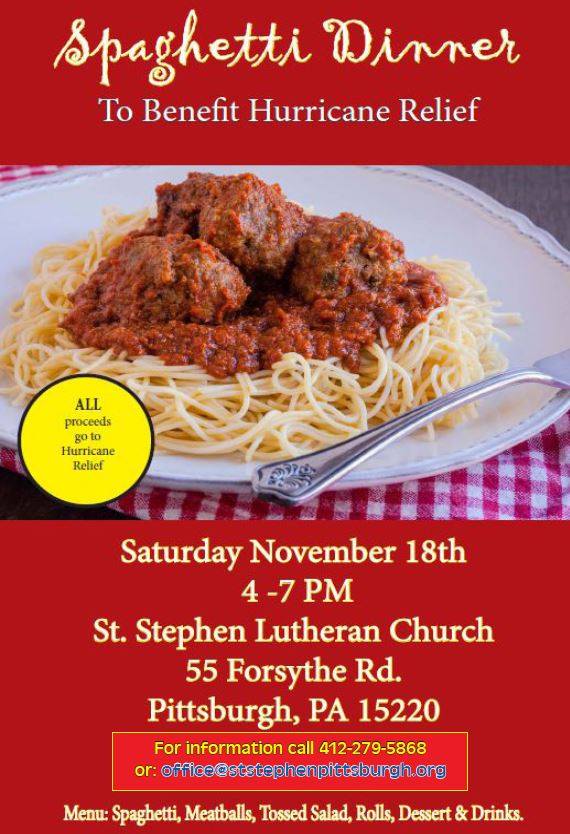 St Stephen Lutheran Church Pittsburgh, Pennsylvania Spaghetti Dinner