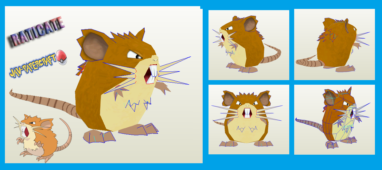 Raticate Paper Model ~ Paperkraft.net - Free Papercraft, Paper Model ...