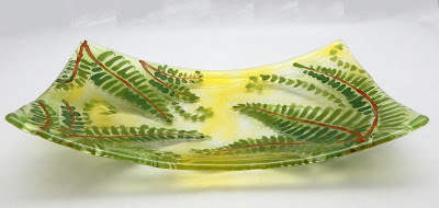 Fused glass fern platter