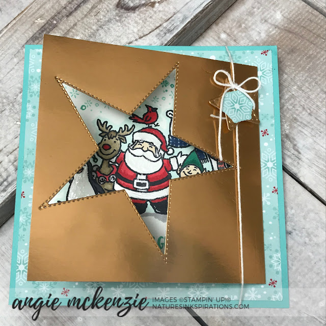 By Angie McKenzie for Ink and Inspiration Blog Hop; Click READ or VISIT to go to my blog for details! Featuring the Christmas Crowd stamp set, Stitched Stars Dies and Mini Curvy Keepsakes Box Dies from the 2019 Holiday Catalog; #christmascrowdstampset #stitchedstarsdies #happyholidays #bloghops #inkandinspirationbloghop #christmascards #coloringwithblendsmarkers #cardtechniques