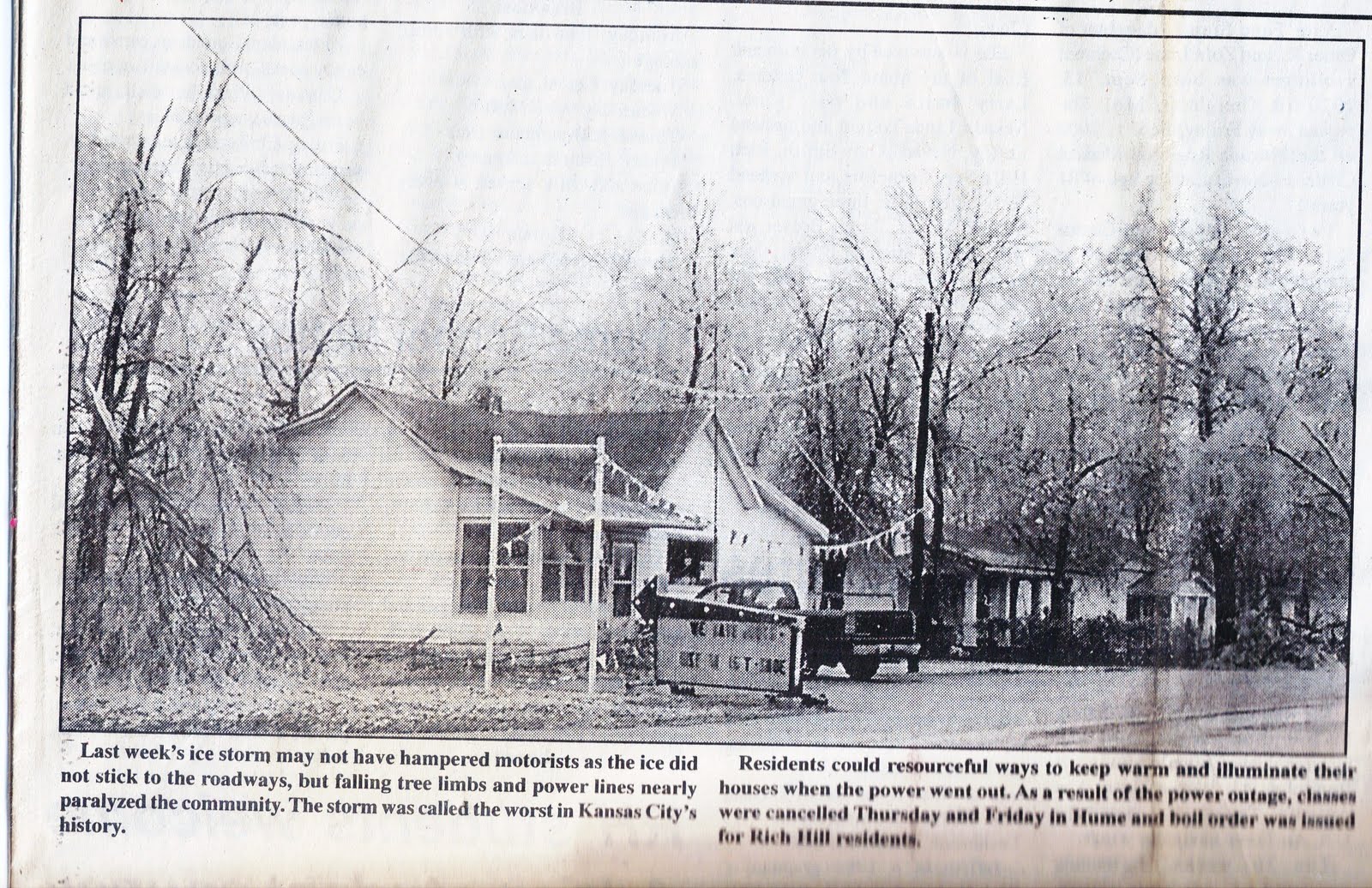 Rich Hill Missouri History Ice storm causes havoc in Rich Hill