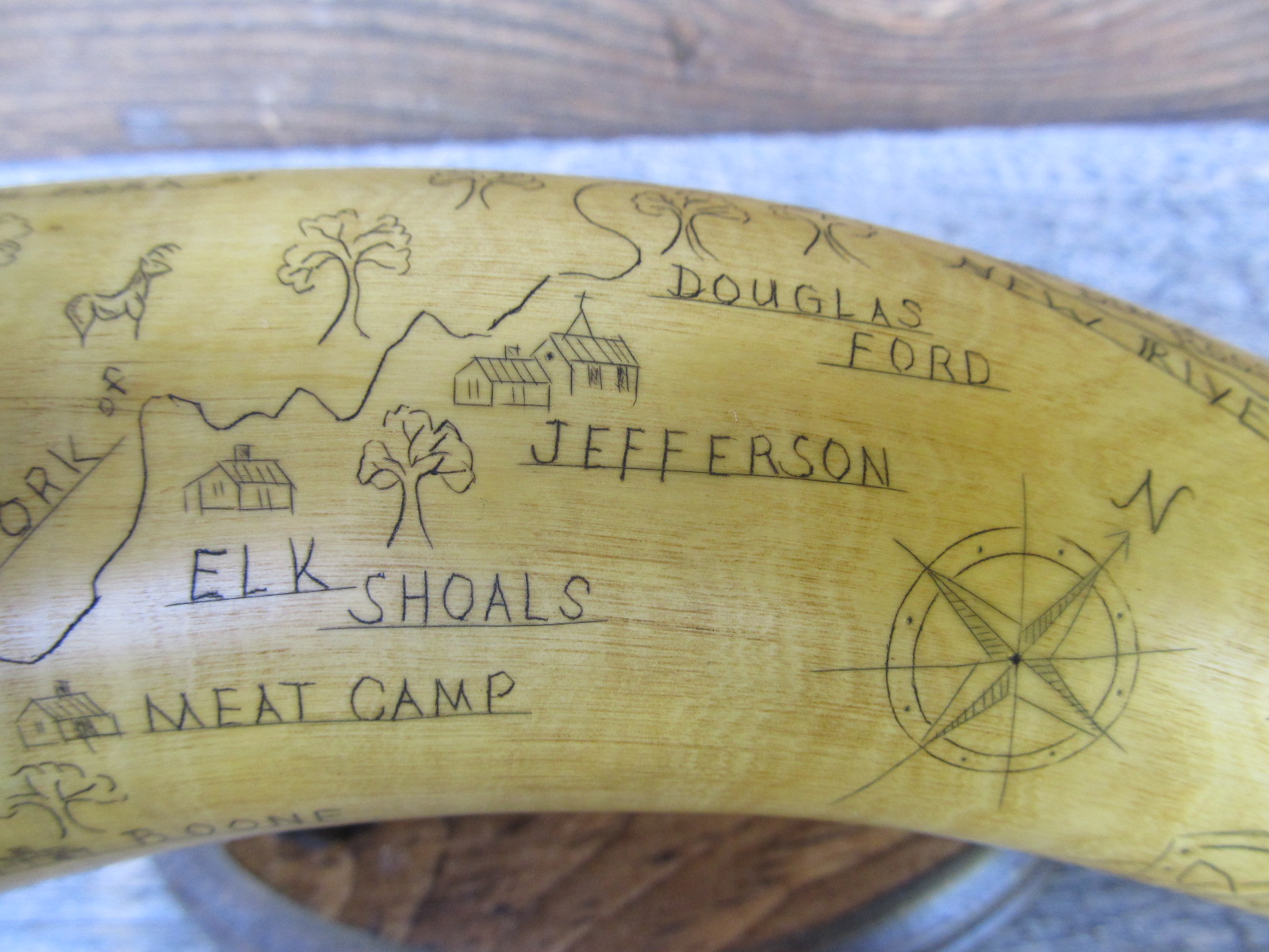 Contemporary Makers Engraved Powder Horn by Clinton E. Byers