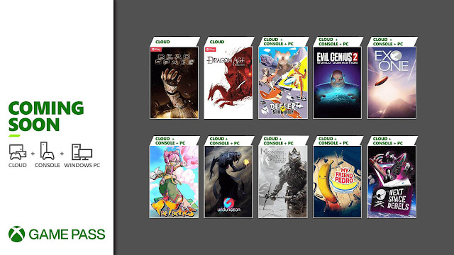 xbox game pass 2021 dead space dragon age: origins next space rebels exo one fae tactics my friend pedro undungeon deeeer simulator mortal shell evil genius 2 world domination xb1 xsx pc android