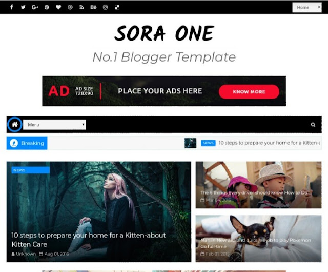 Sora One Responsive Blogger Template