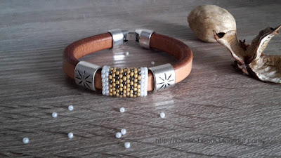 Thick leather bracelet and beads