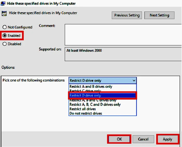 Hiding specified drive window