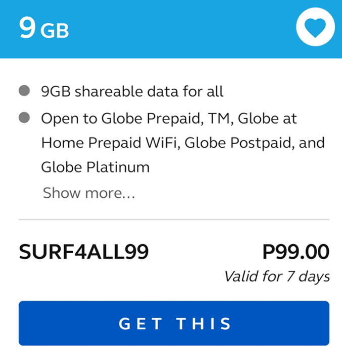 SURF4ALL99 Globe Promo Shareable Data up to 9GB valid for 7 days | Pinoytut