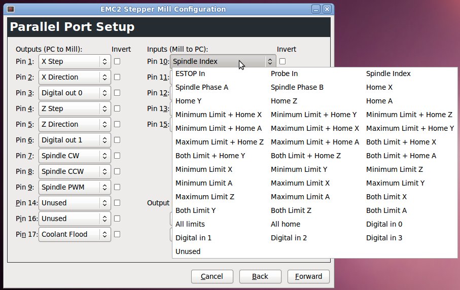 Small Parallel Port pinout for CNC Lathe