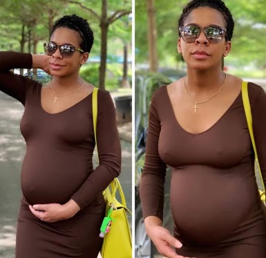 "Na belle I carry, I nor kill person'' - TBoss shares photos of herself heavily pregnant