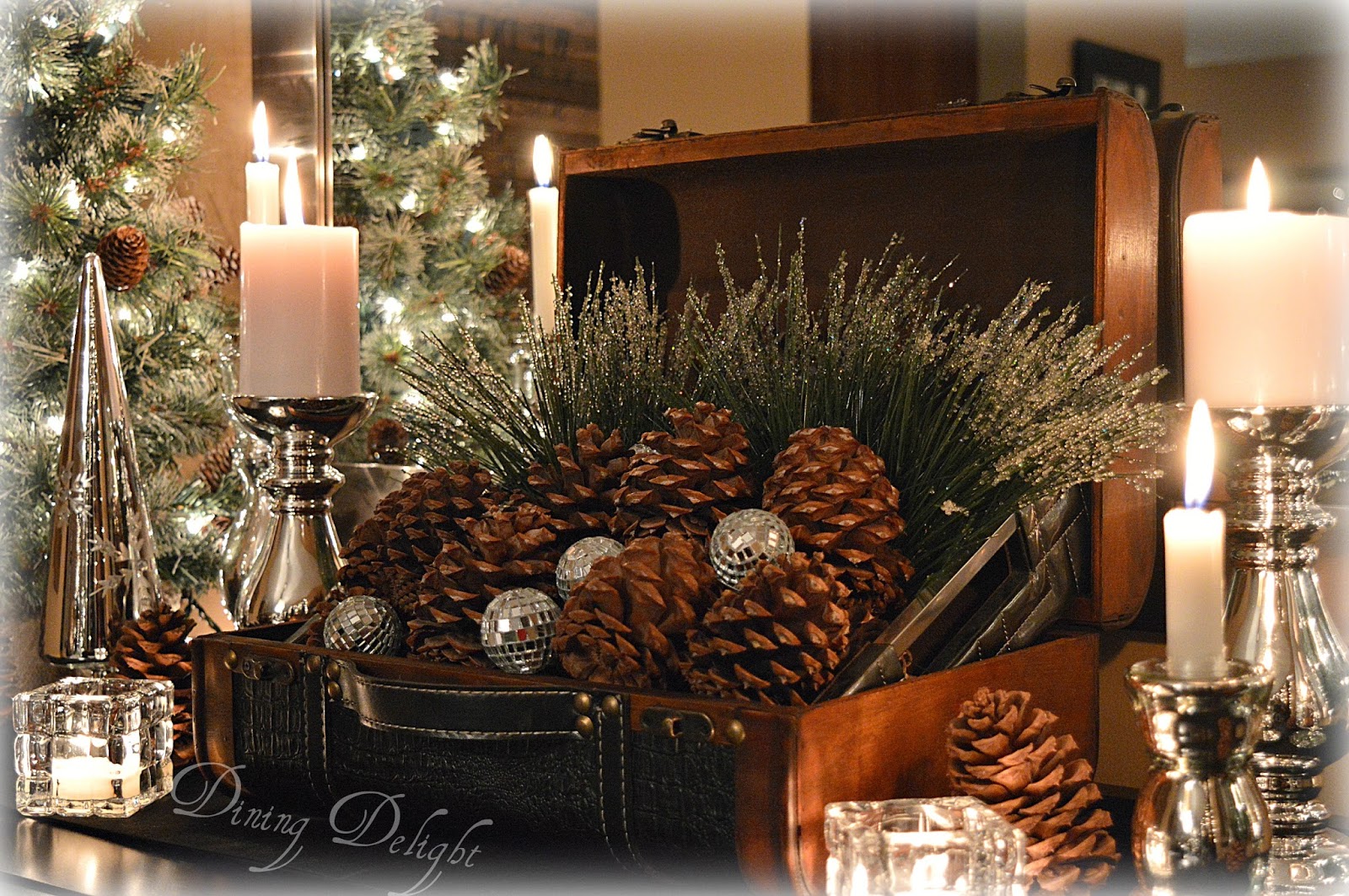 Dining Delight Pine Cones & Candles for Christmas