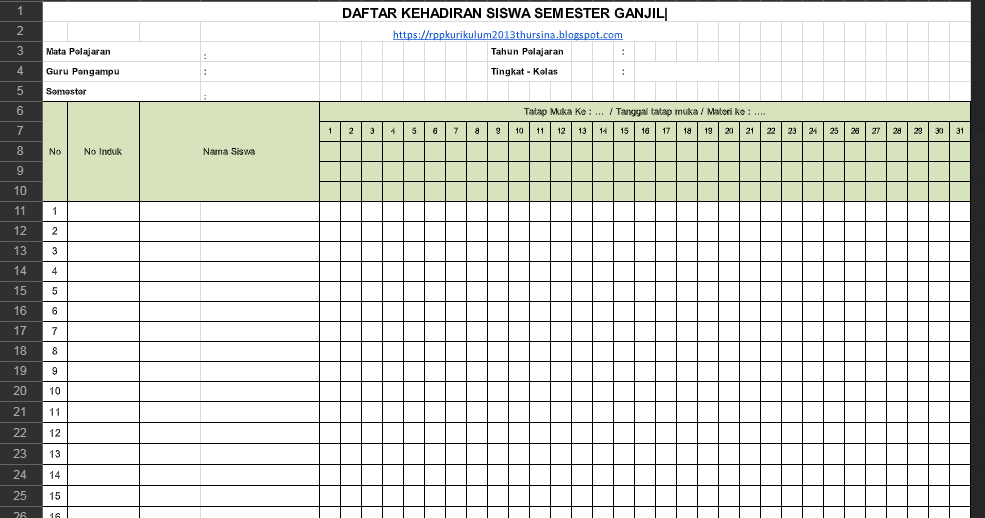daftar hadir siswa daftar hadir siswa