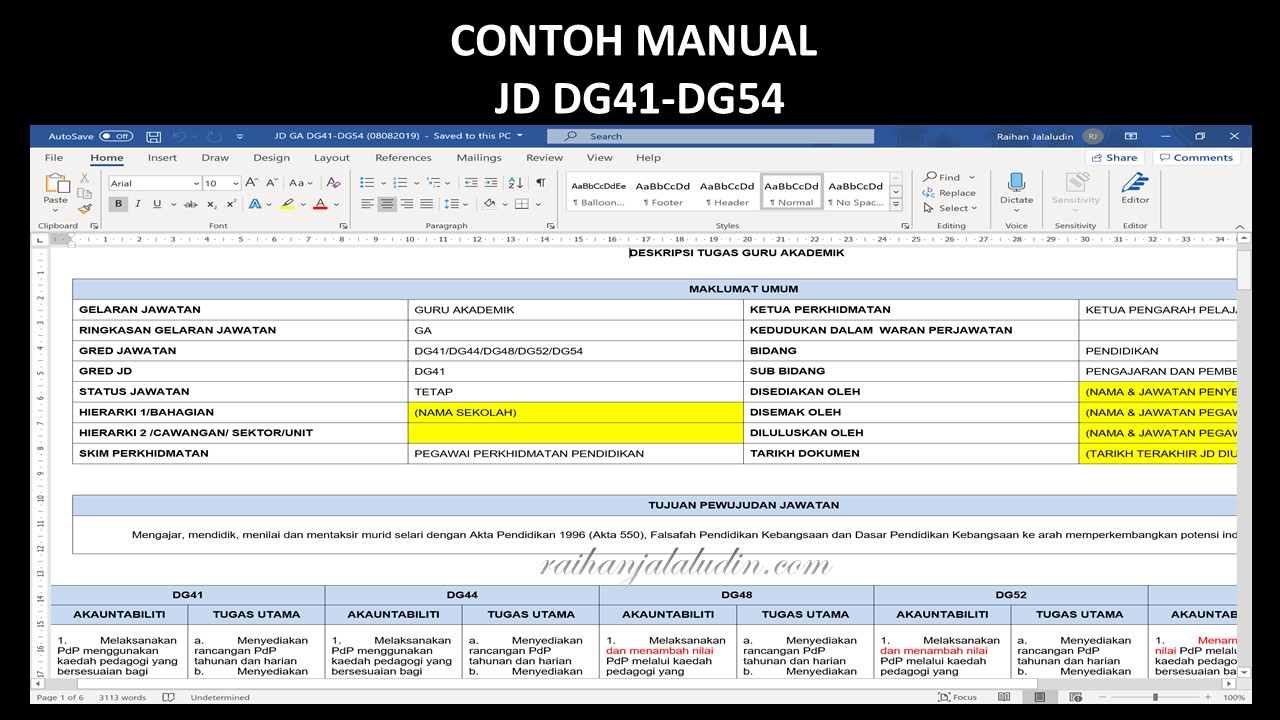 Panduan Mengisi Deskripsi Tugas (JD) dalam HRMIS Raihan Jalaludin's Blog