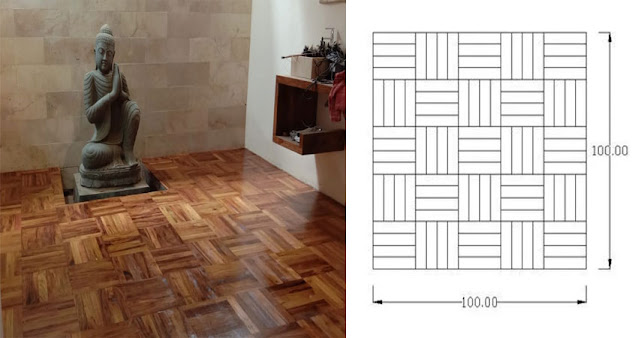 Motif mozaik lantai kayu