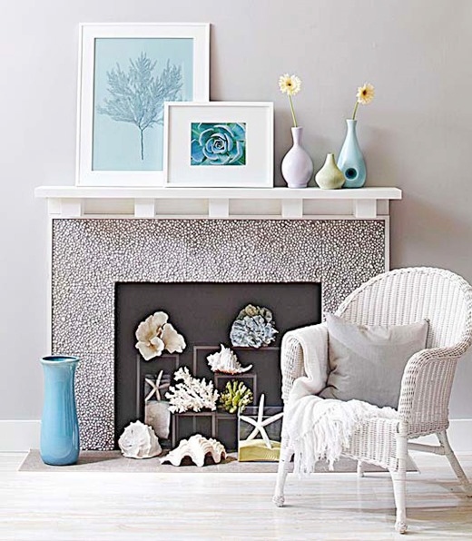 How to Decorate a NonFunctional NonWorking Fireplace with a Coastal Theme