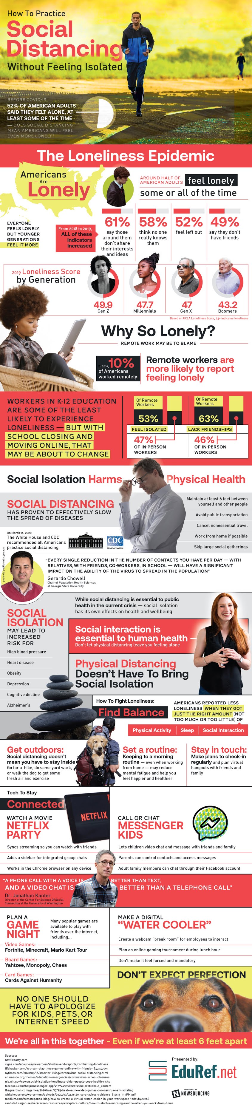 Social Distancing Without Feeling Isolated #infographic