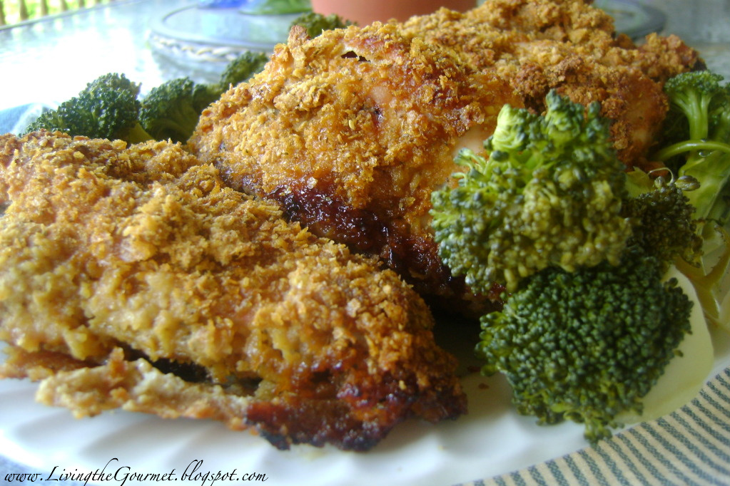Oven Fried Corn Flake Chicken & Sweet Garlic Broccoli Living The