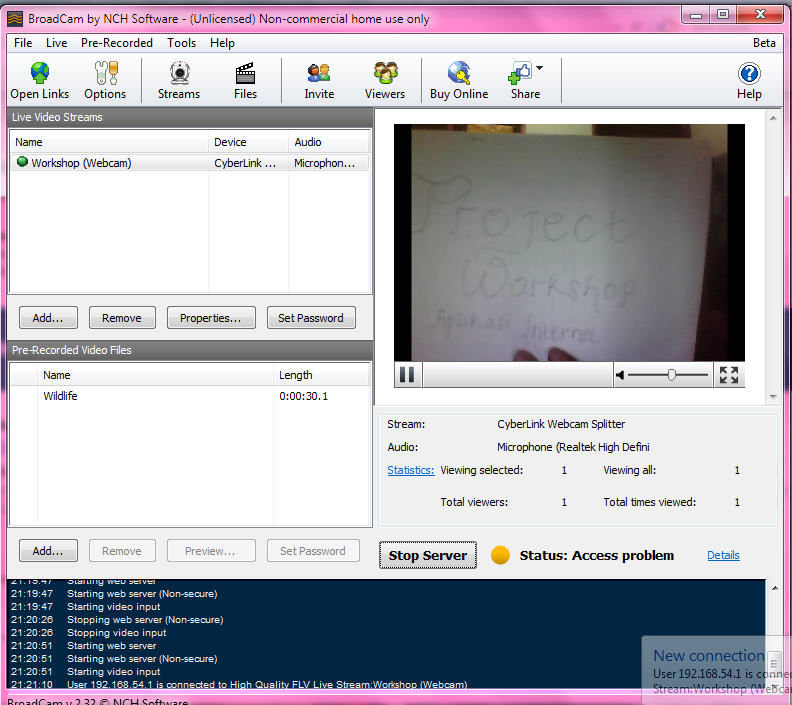 Iin Lesmana Membuat Server Video Streaming dengan Broadcam Live Video Streaming