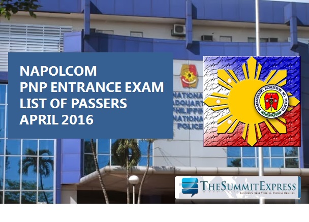 NAPOLCOM releases April 2016 PNP Entrace exam results NAPOLCOM releases April 2016 PNP Entrace exam results