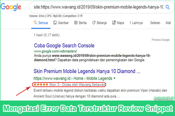 Cara Mengatasi Error Data Terstruktur Review Snippet Kesalahan Thing bukan jenis target valid yang dikenali untuk properti itemReviewed