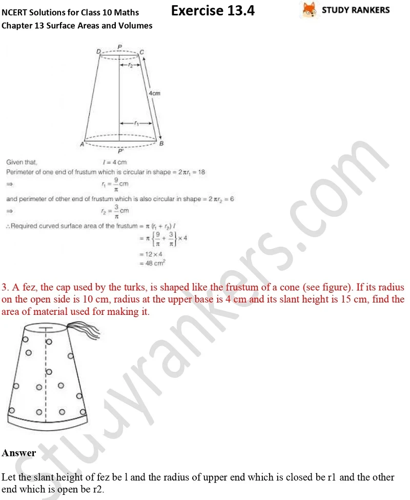 NCERT Solutions for Class 10 Maths Chapter 13 Surface Areas and Volumes Exercise 13.4 Part 2