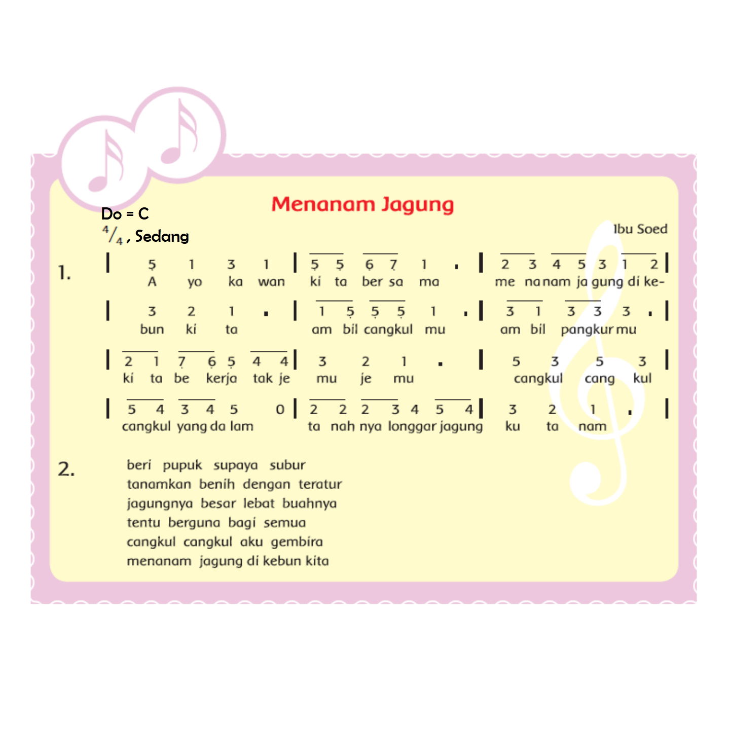 puspa tajem Tema 2 Subtema 1 SBdP Notasi Lagu