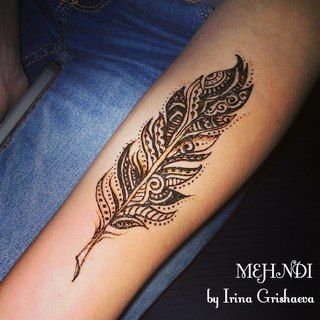 Henna Peacock Feather Tattoo On Wrist