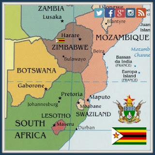 Zimbabwean flag with map of Zimbabwe