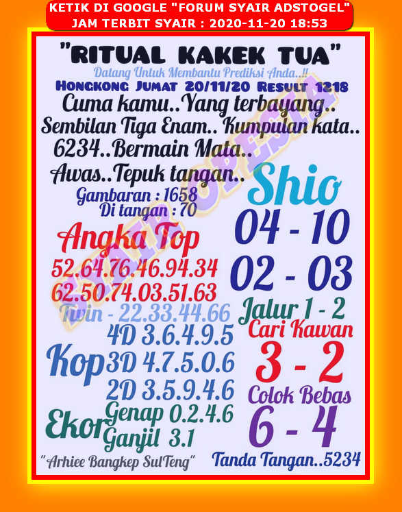 Forum Syair Adstogel 20 November 2020