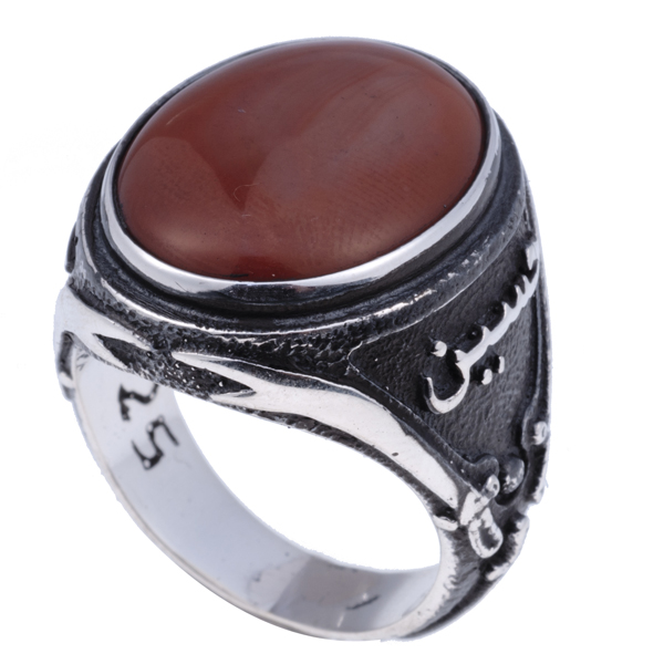 SHIA RINGS WITH GENUINE GEMSTONES AND ENGRAVINGS TURQUOISE RUBY EMERALD