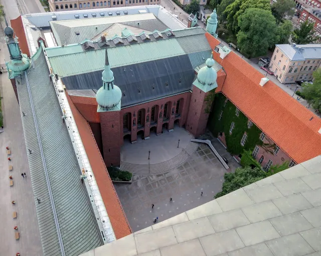 View of the courtyard at Stockholm City Hall from above