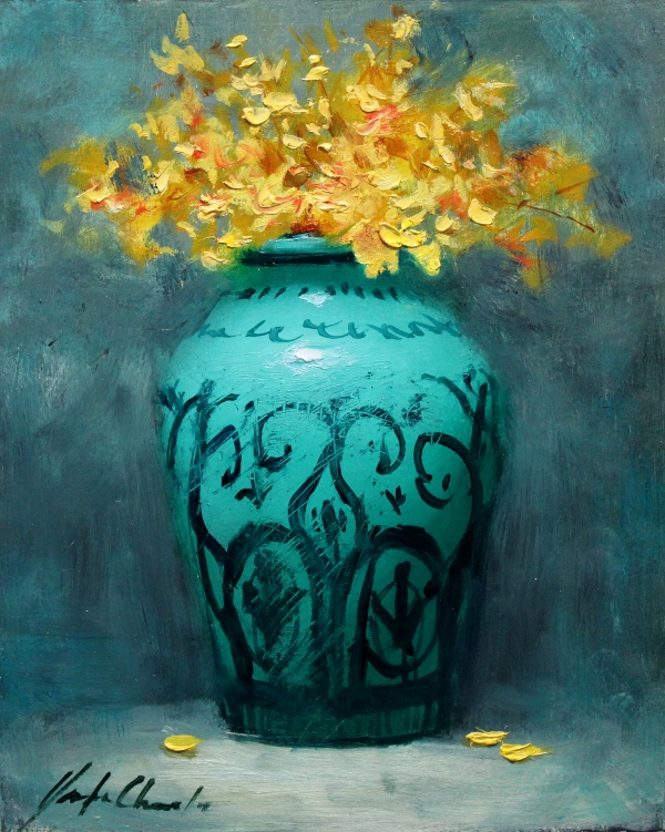 JustinClementsDailyPaintings Decorative Teal Vase