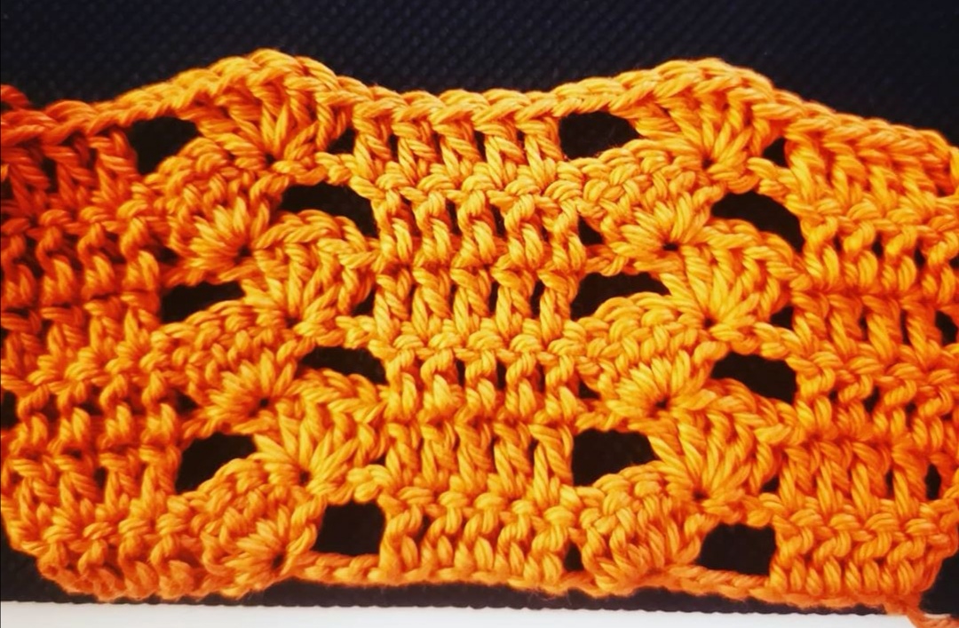 Crochet block and offset shell stitch