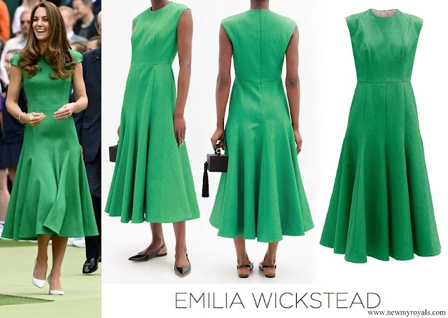 Kate Middleton wore Emilia Wickstead Green Denver Cloqué Midi Dress