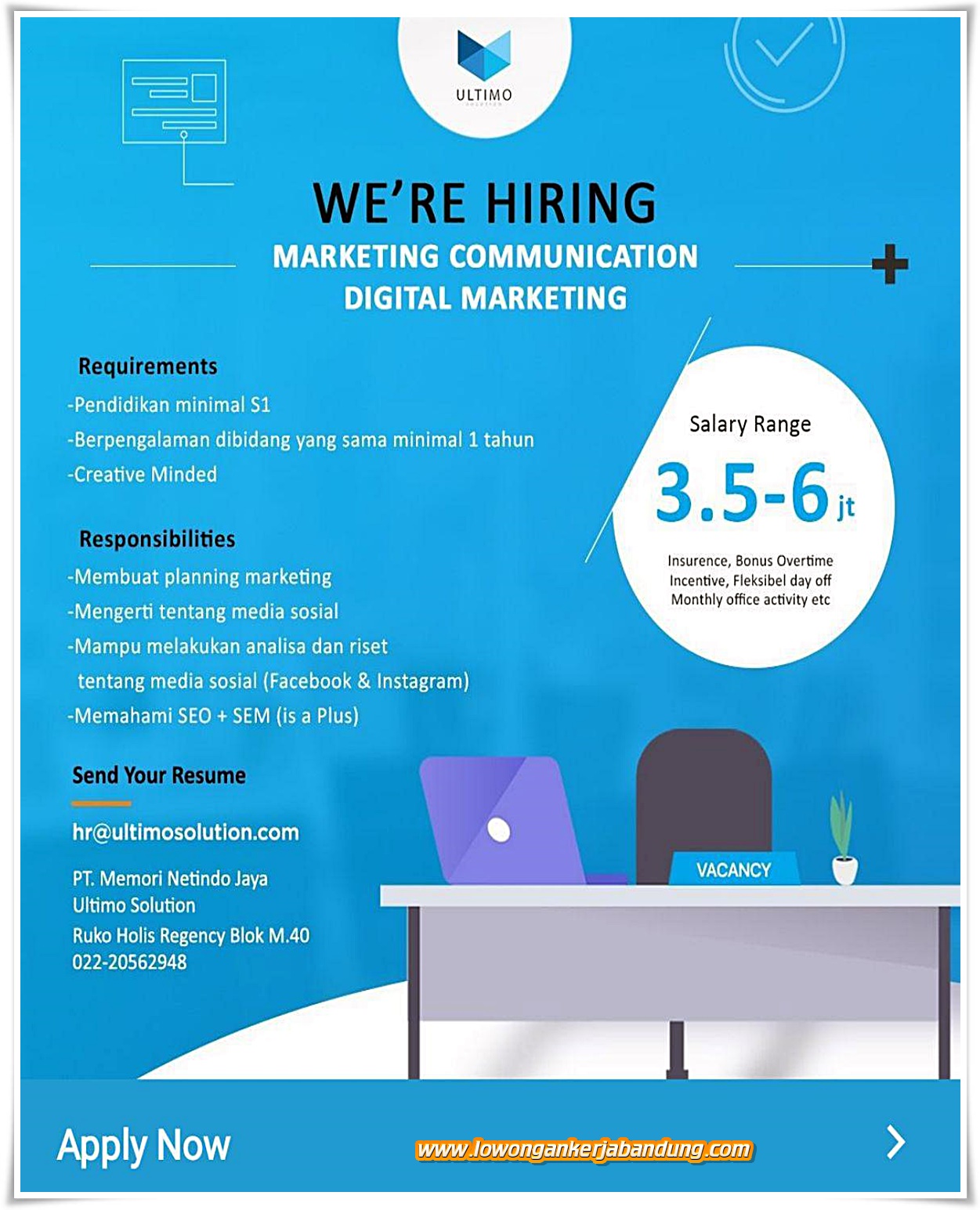 Lowongan Kerja Marcom Digital Marketing Ultimo - Lowongan Kerja Bandung