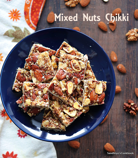 Sandhiya's Cookbook Mixed Nuts Chikki Dried Nuts Brittle