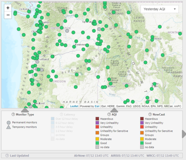 Idaho Smoke Information Air quality remained Good throughout the