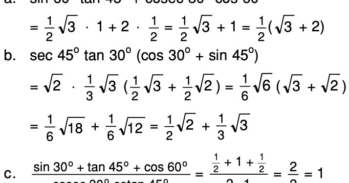 Hitunglah A Sin 60 Tan 45 Cosec 30 Cos 60 Mas Dayat