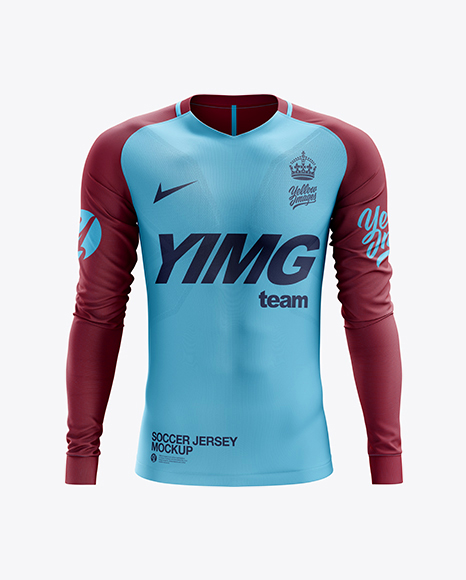 Download Free Men S Soccer Team Jersey Ls Mockup Front View PSD Mockup Template