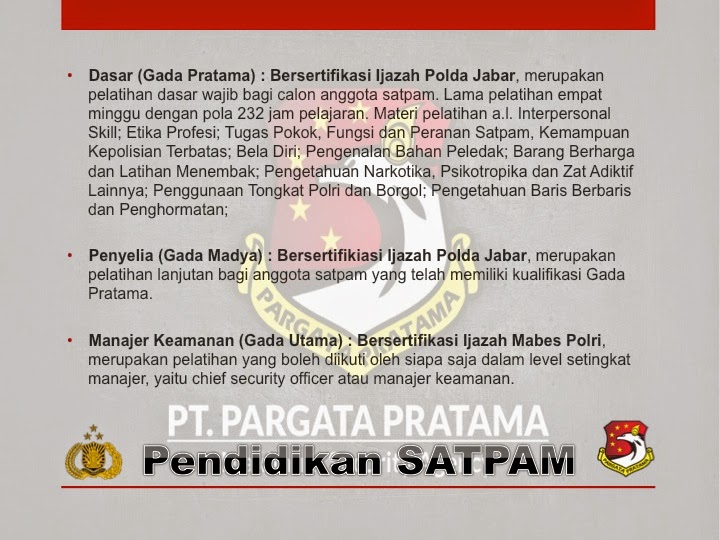 DIKLAT SATPAM | DIKLAT SATPAM Pargata Pratama