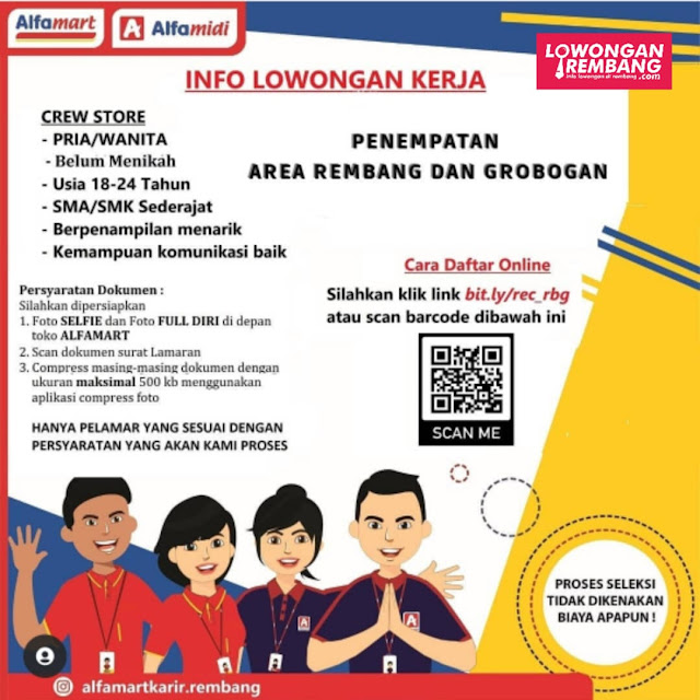 Lowongan Kerja Crew Store Alfamart Rembang