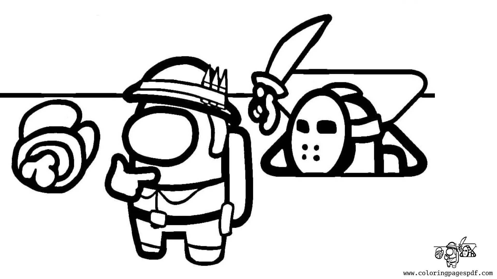 Coloring Page Of An Imposter About To Kill A Crewmate