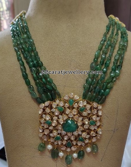 Pachi Pendant with Emerald Beads Set - Jewellery Designs