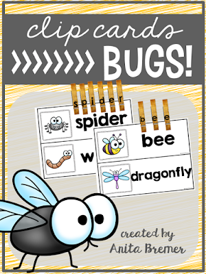 FREE Bug themed clip cards- just add clothespins!